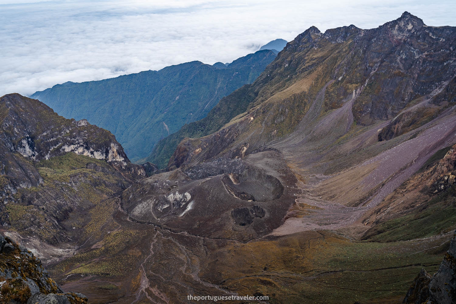 The caldera and crater of Guagua Pichincha Volcano
