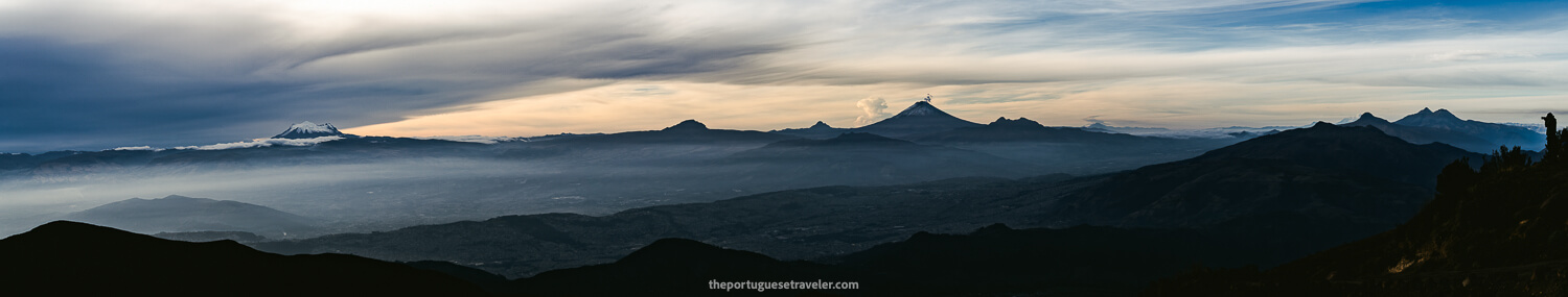 Panorama of the "Avenida de los Volcanes" from the refuge of Guagua Pichincha Volcano