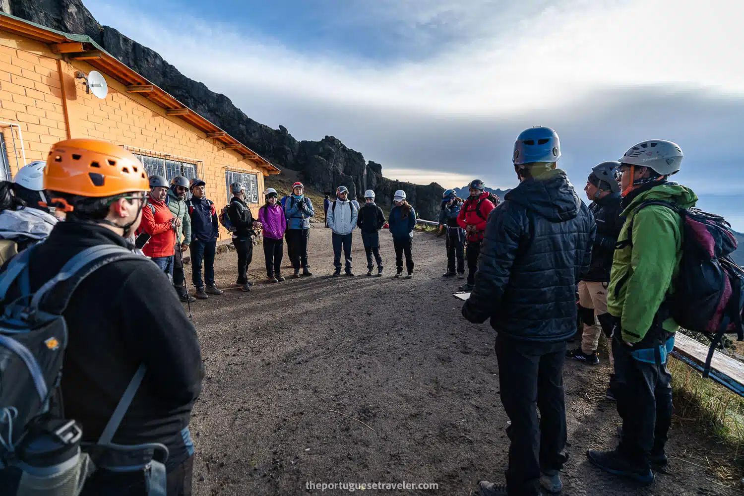 The group before the start of the hike outside of the refuge