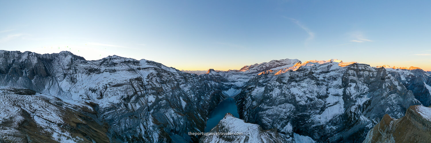 A panorama of the Limmernsee at Sunrise