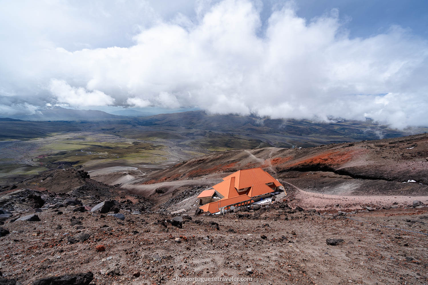 The Jose Ribas refuge seen from the top