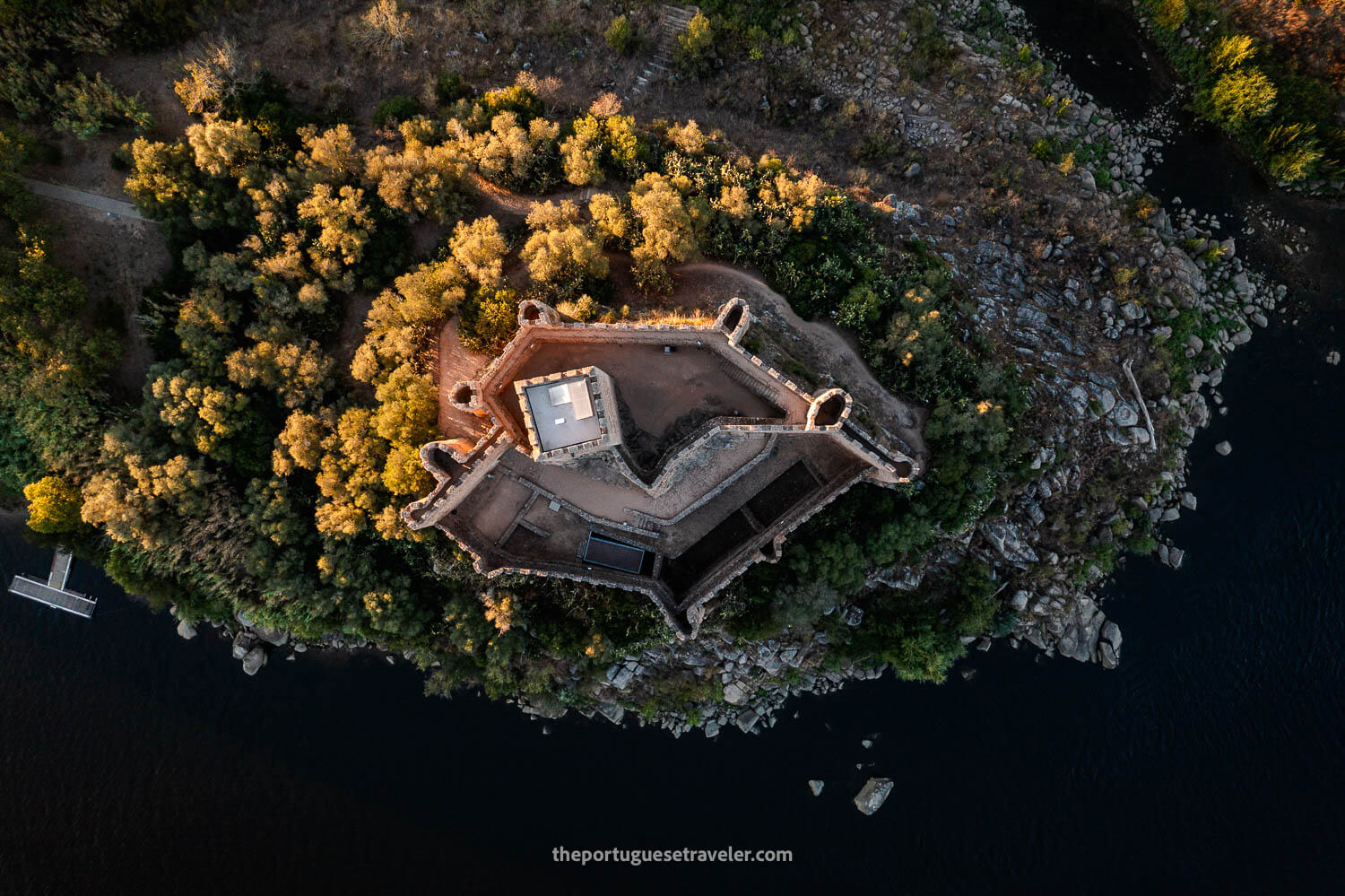 An aerial view of the Almourol Castle