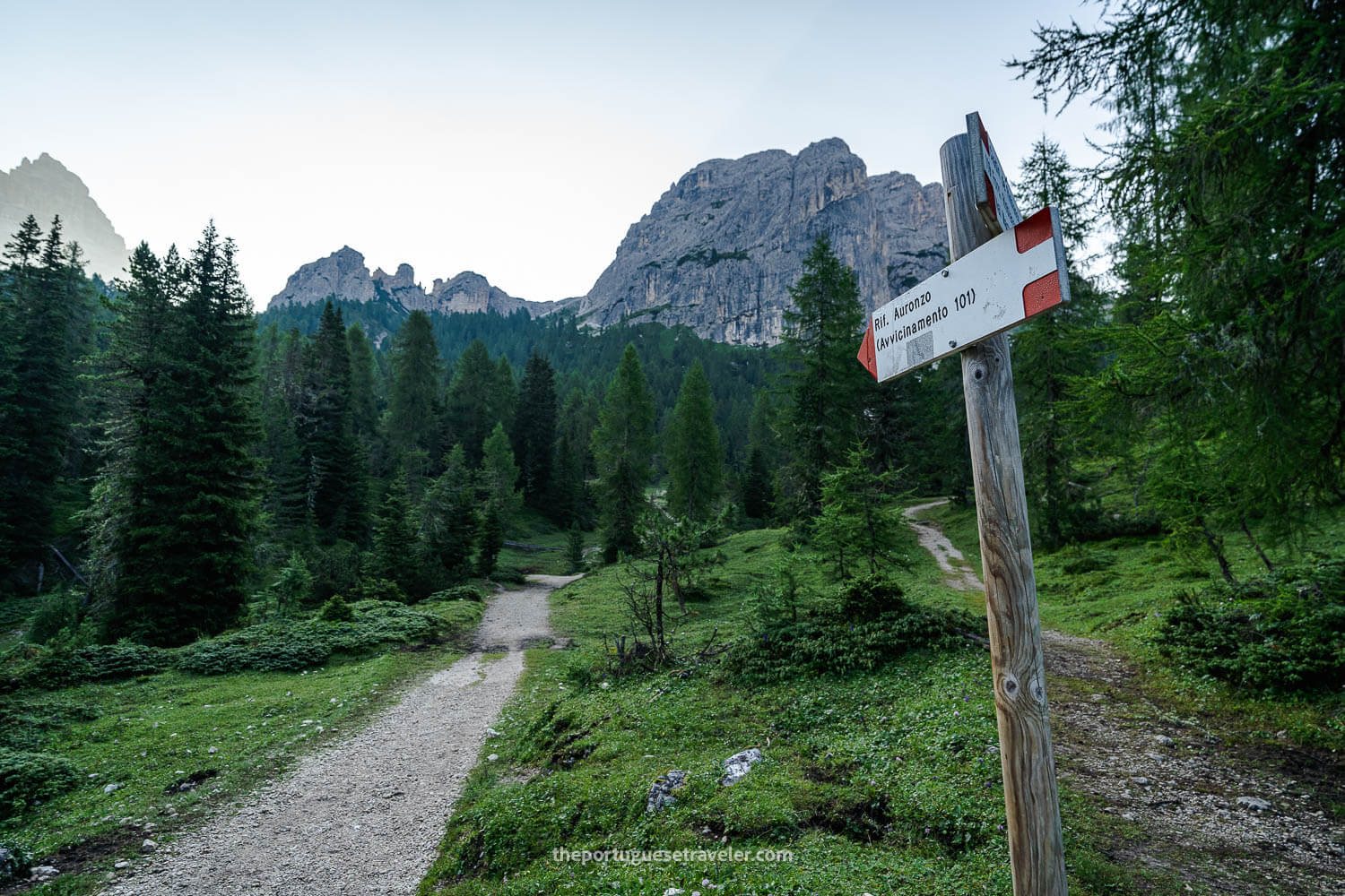 The hiking signs on the trail