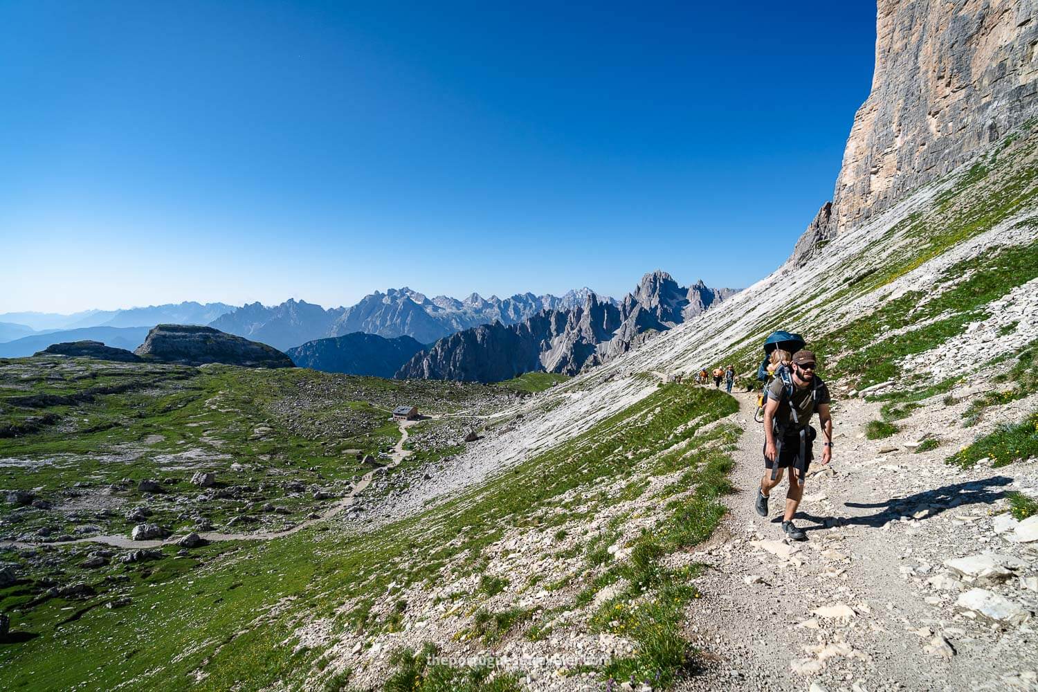 Parents with babies on the Tre Cime di Lavaredo hike