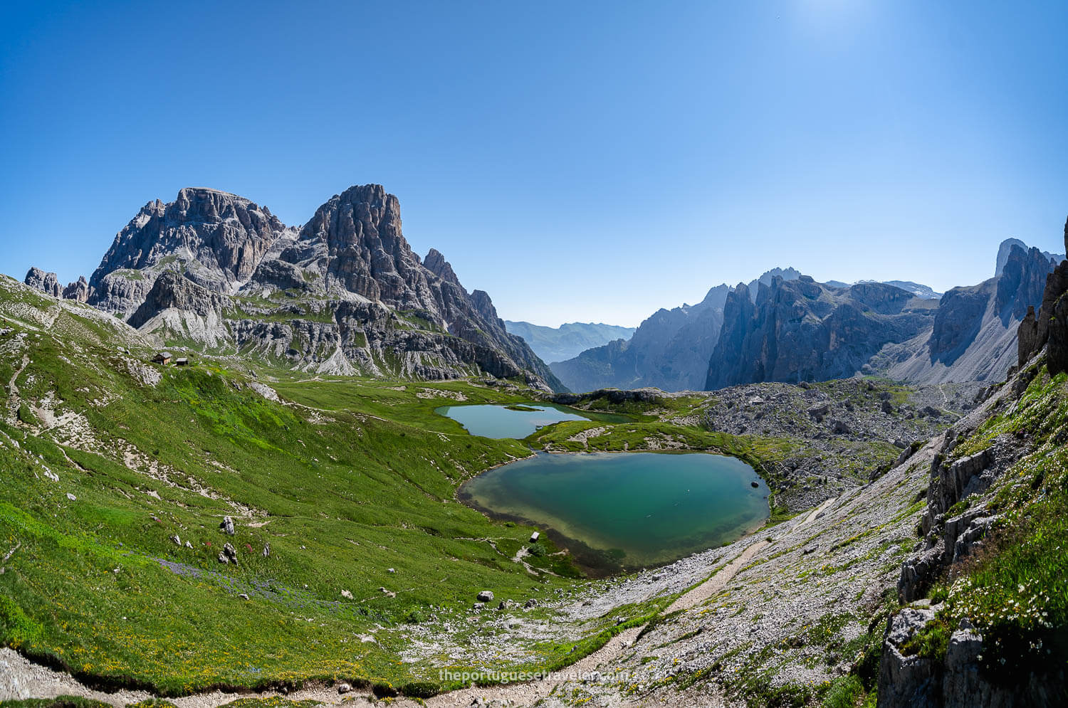 Panorama of the lakes near the Rifugio Locatelli