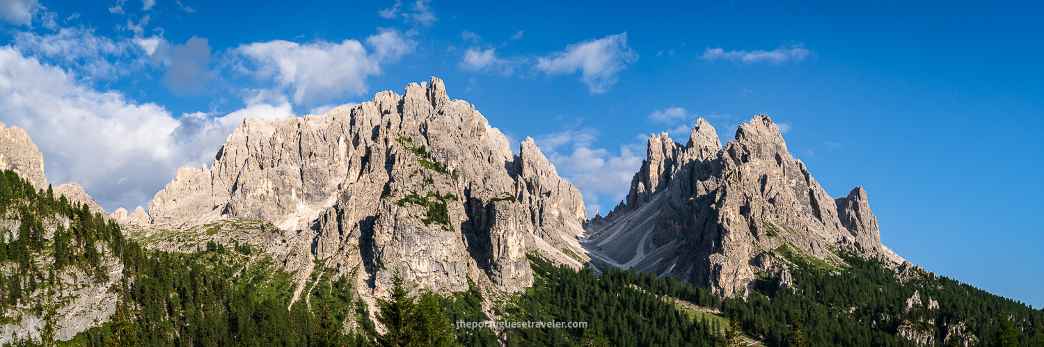 The surrounding mountain peaks at sunrise