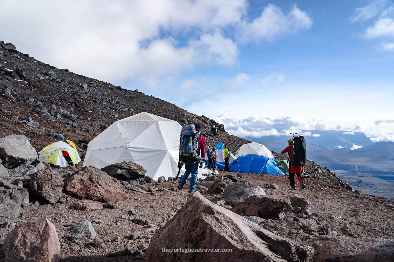 Arriving at Chimborazo High Camp