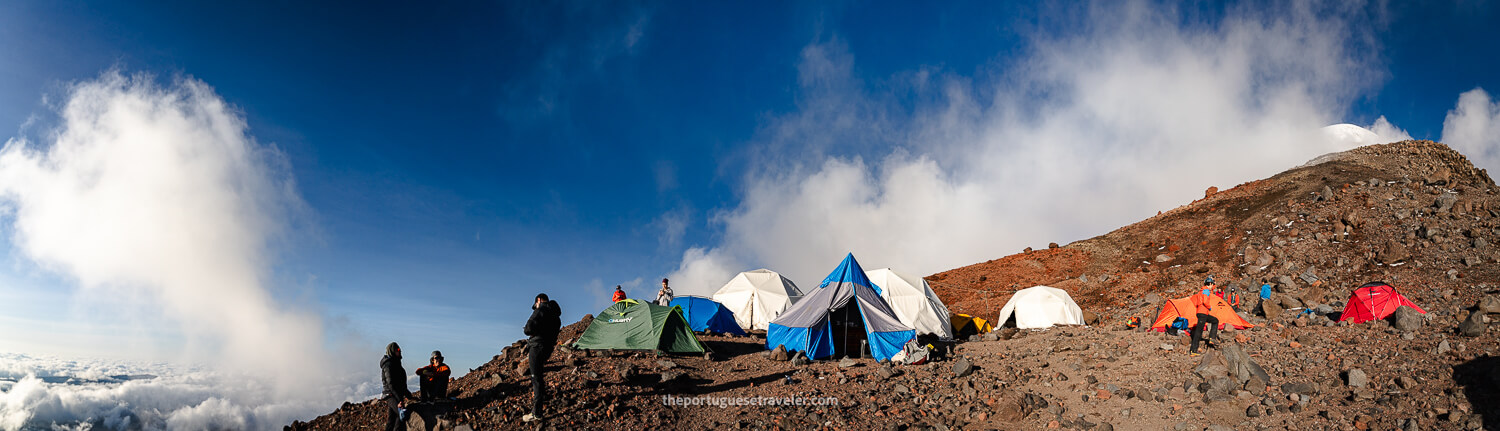 A panorama of the high camp of Chimborazo