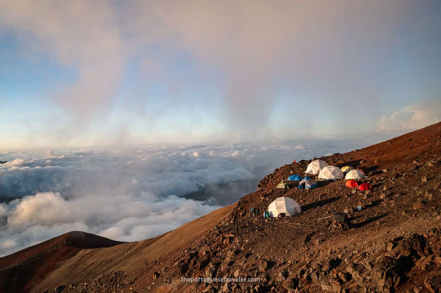 A drone shot of Chimborazo high camp