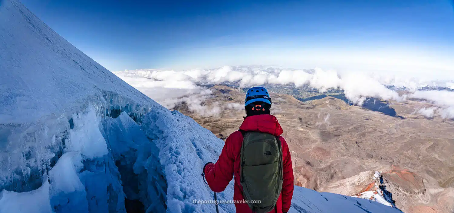 On the way down passing the crevasses of Chimborazo