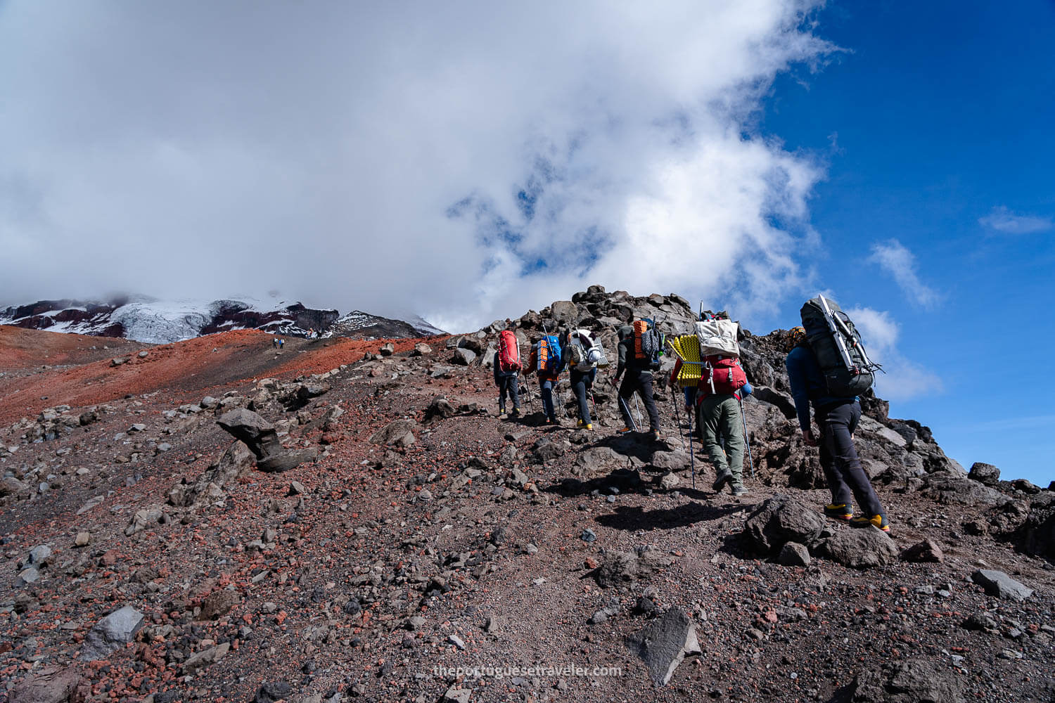 The group arriving at high camp