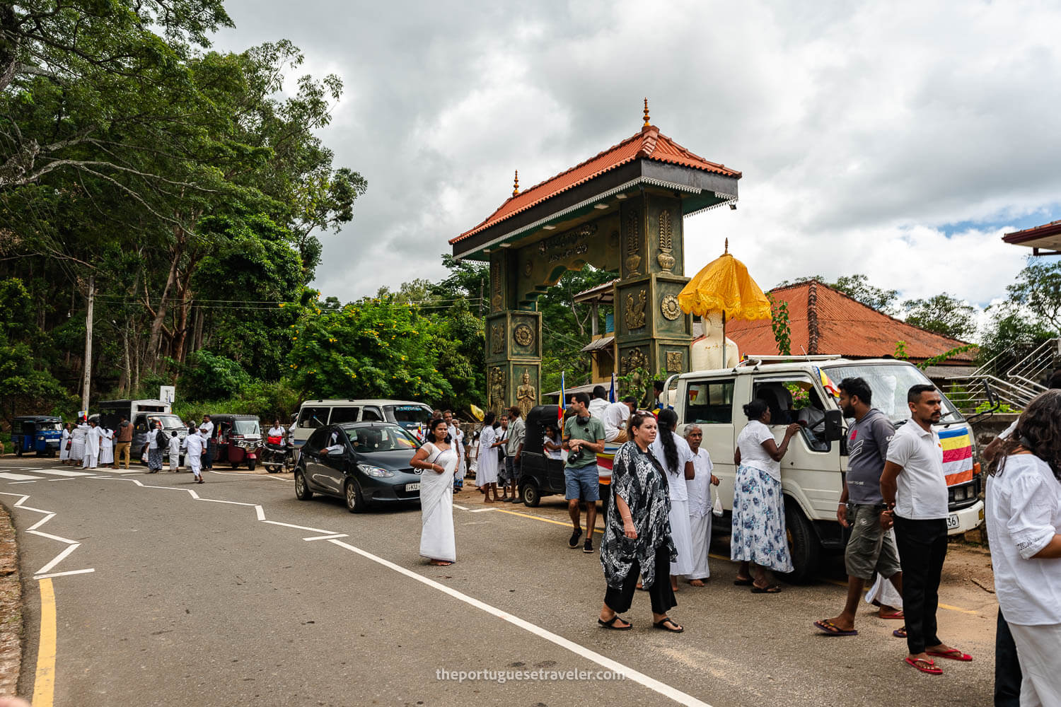 A buddhist ceremony still on the same road