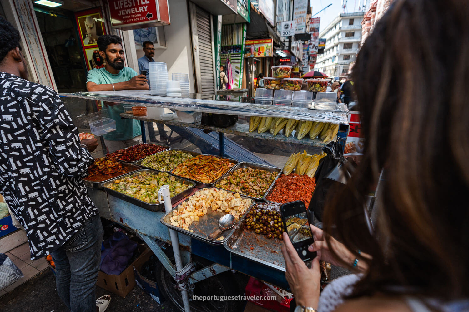 Cheap local food stands in Pettah, in Colombo Sri Lanka