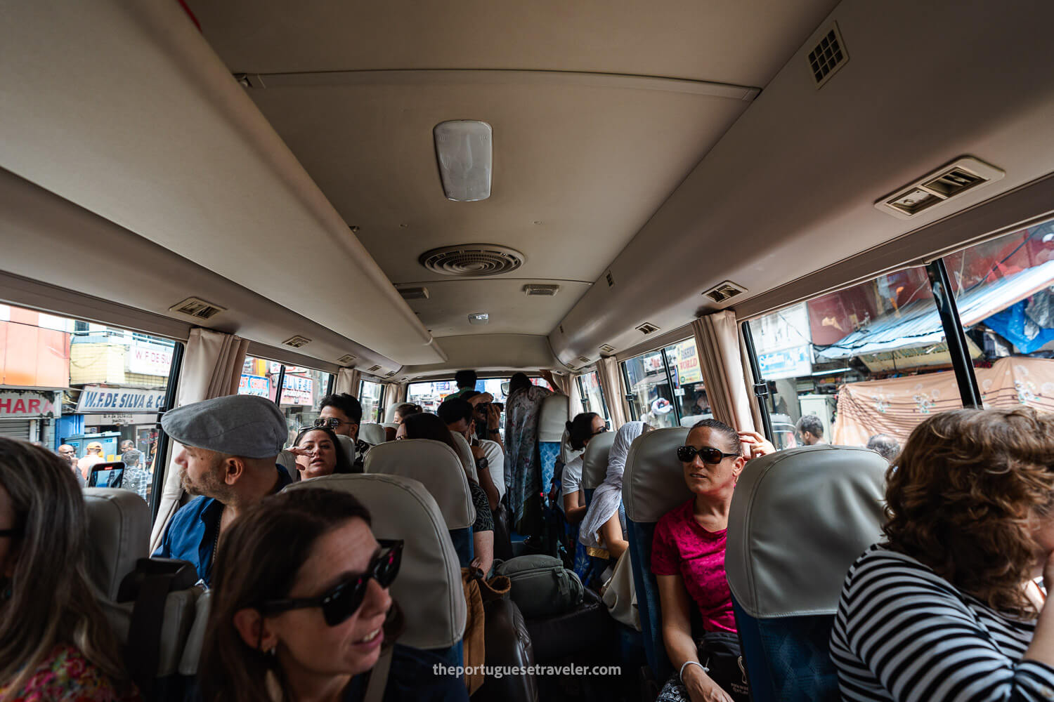 The entire group in the private shuttle