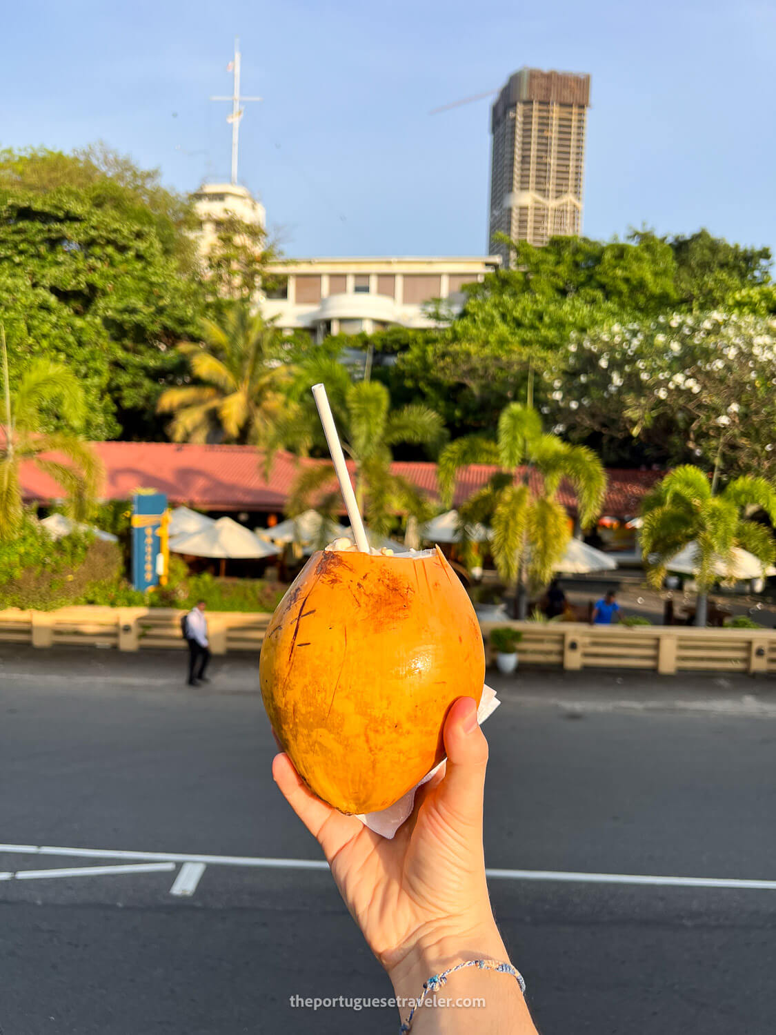 The king coconut at the double decker bus on the way to the party