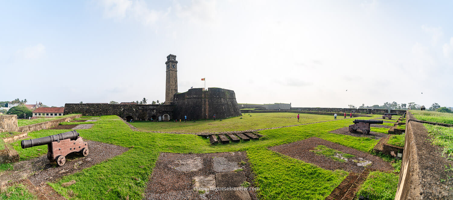 A panorama of the Clock tower at the Star Bastion of Galle Fort