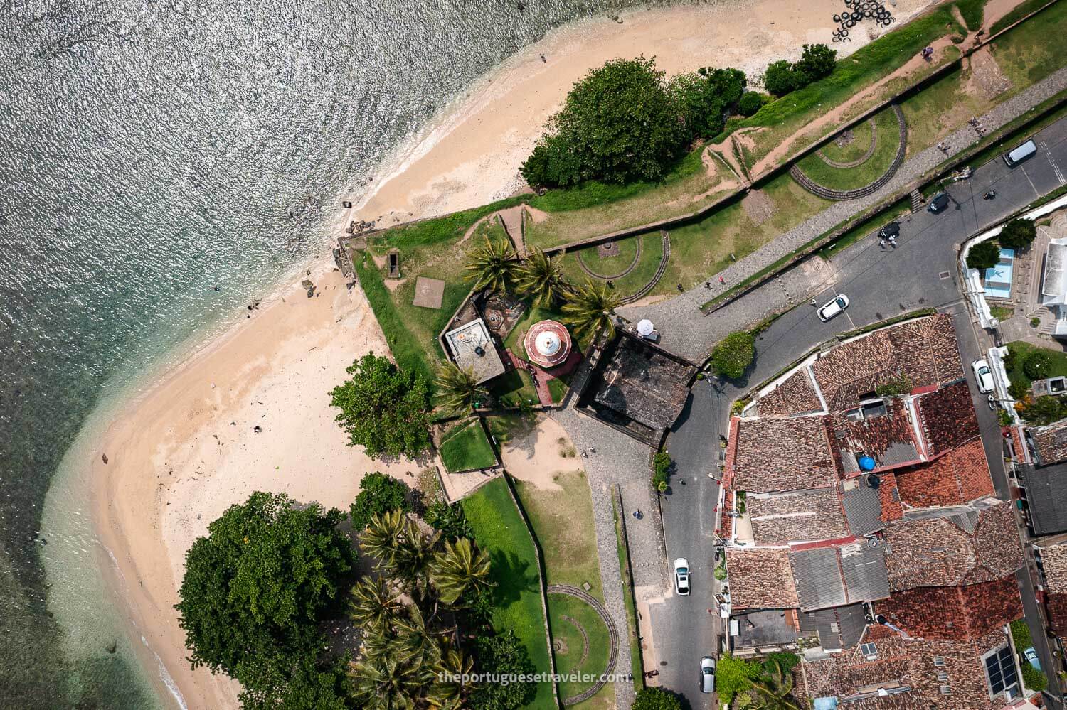 The Lighthouse of Galle seen from the sky