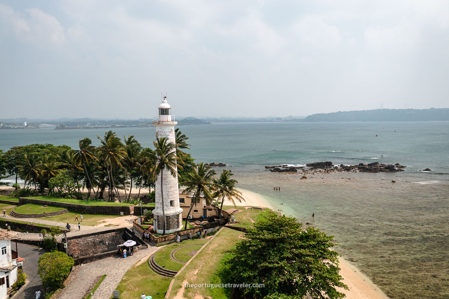 The Galle Lighthouse seen from the sky, drone view