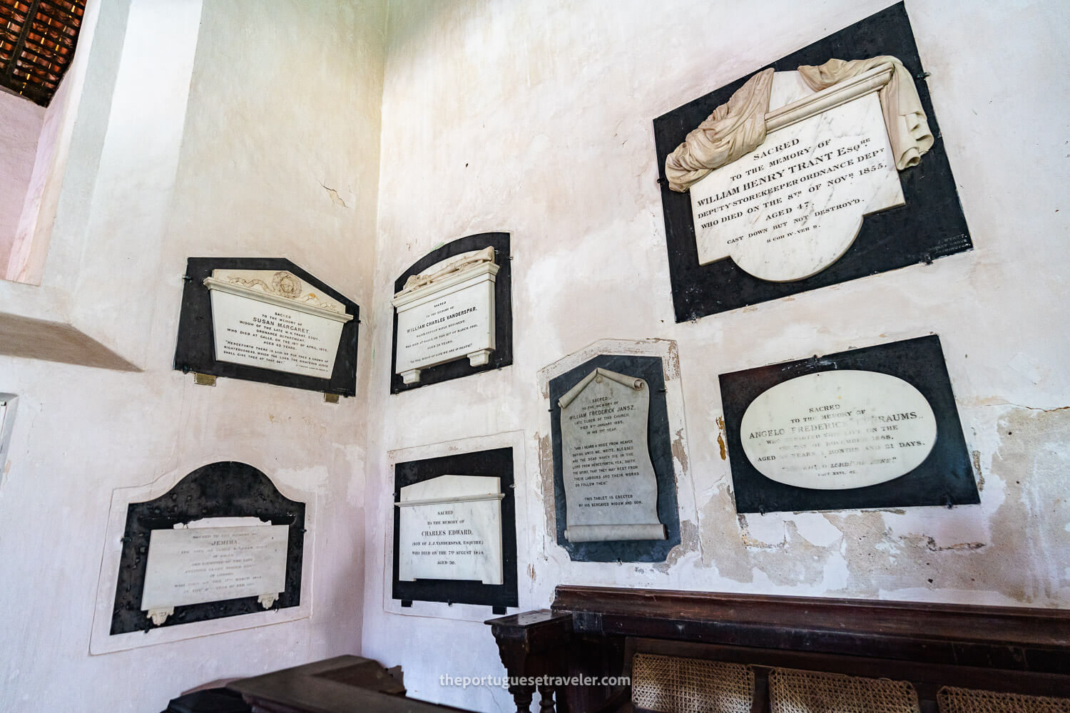 The British Tombstones on the wall of the Dutch Reformed Church in Galle Fort