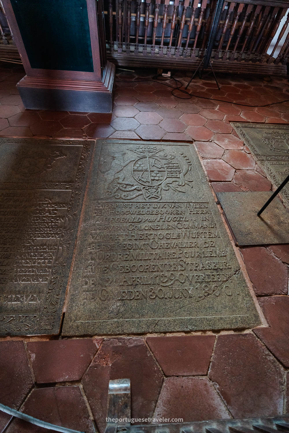 A tombstone inside the Dutch Reformed Church, in Galle, Sri Lanka