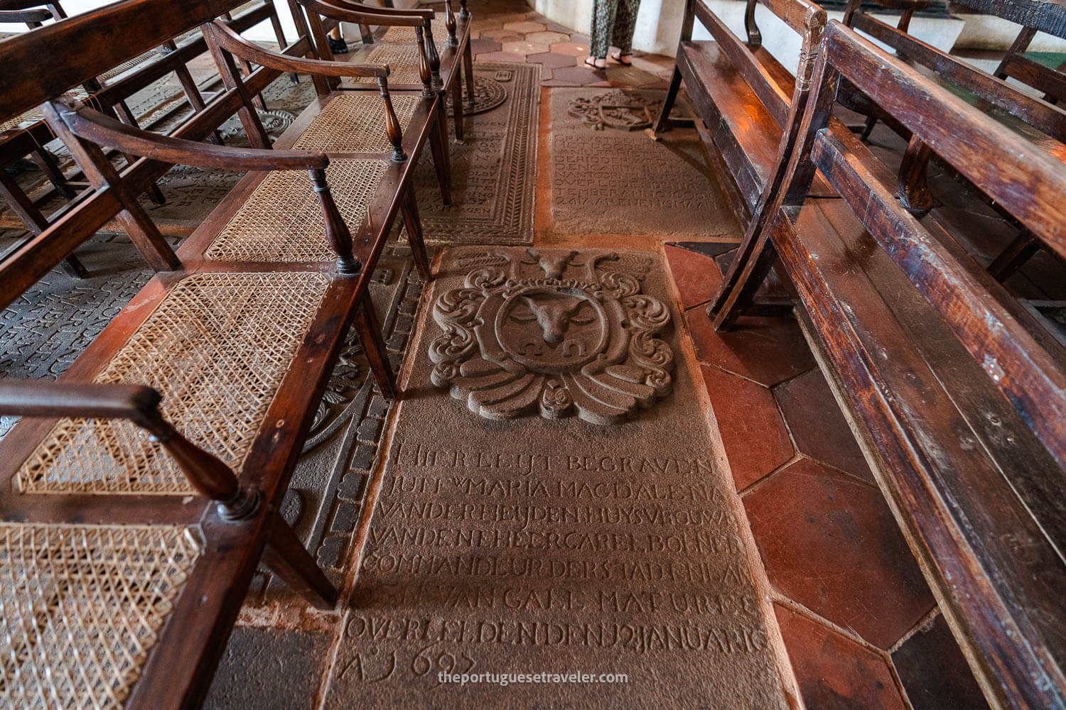 The tombstones inside the Dutch Reformed Church