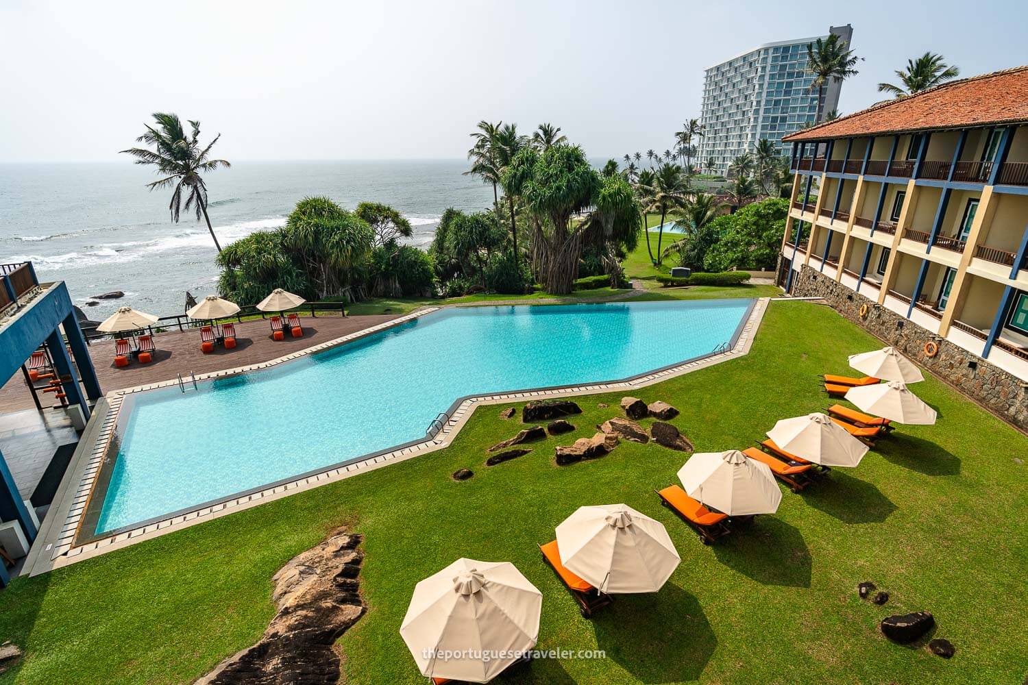 The swimming pool of the Jetwing Lighthouse Hotel, in Galle, Sri Lanka