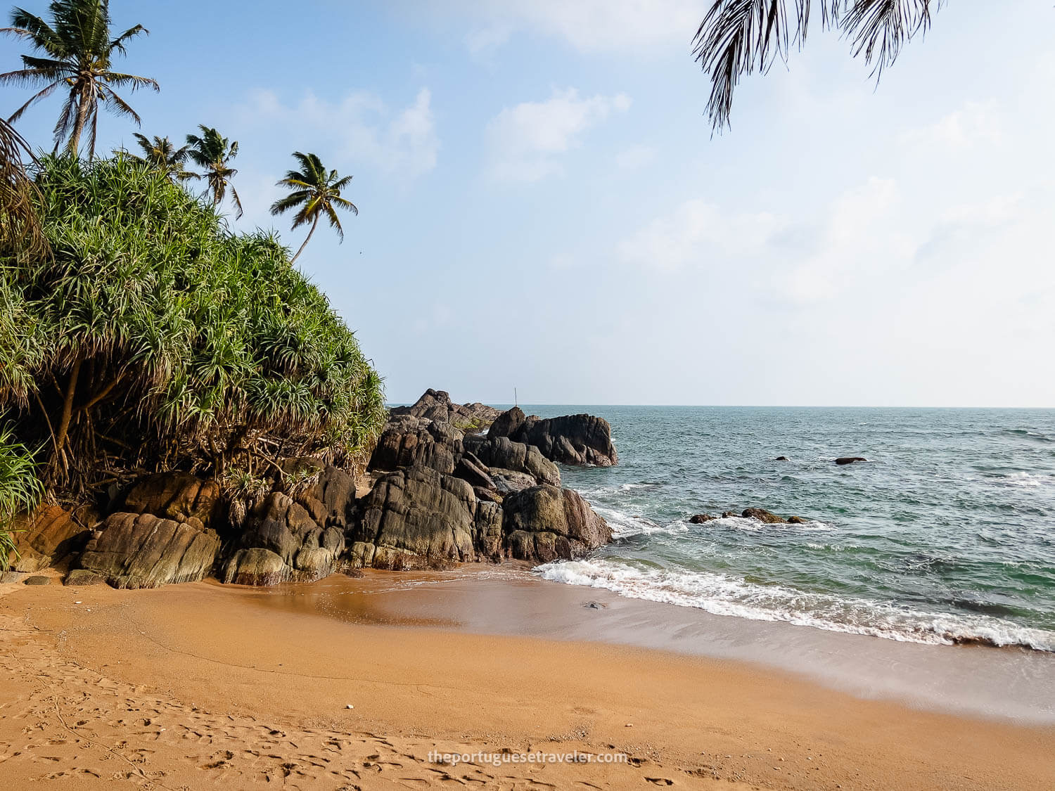 The private beach in front of the Jetwing Lighthouse Hotel, in Galle, Sri Lanka