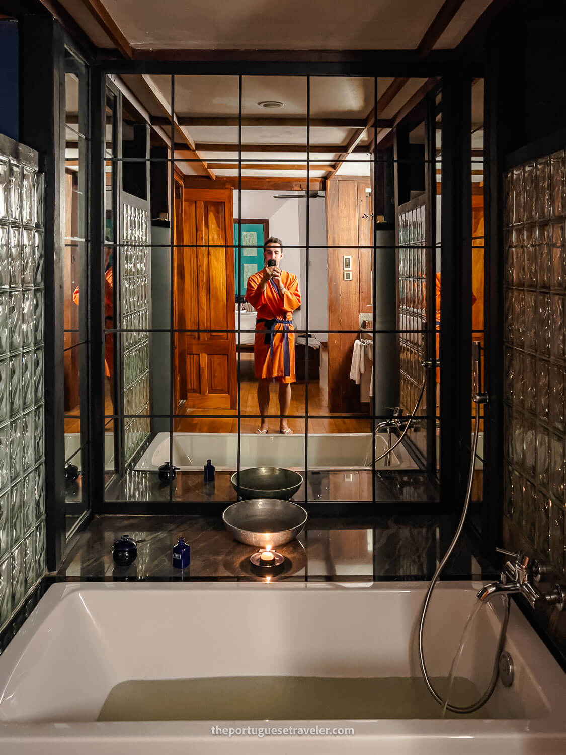 The relaxing bath at the Jetwing Lighthouse Hotel before leaving Sri Lanka, in Galle, Sri Lanka