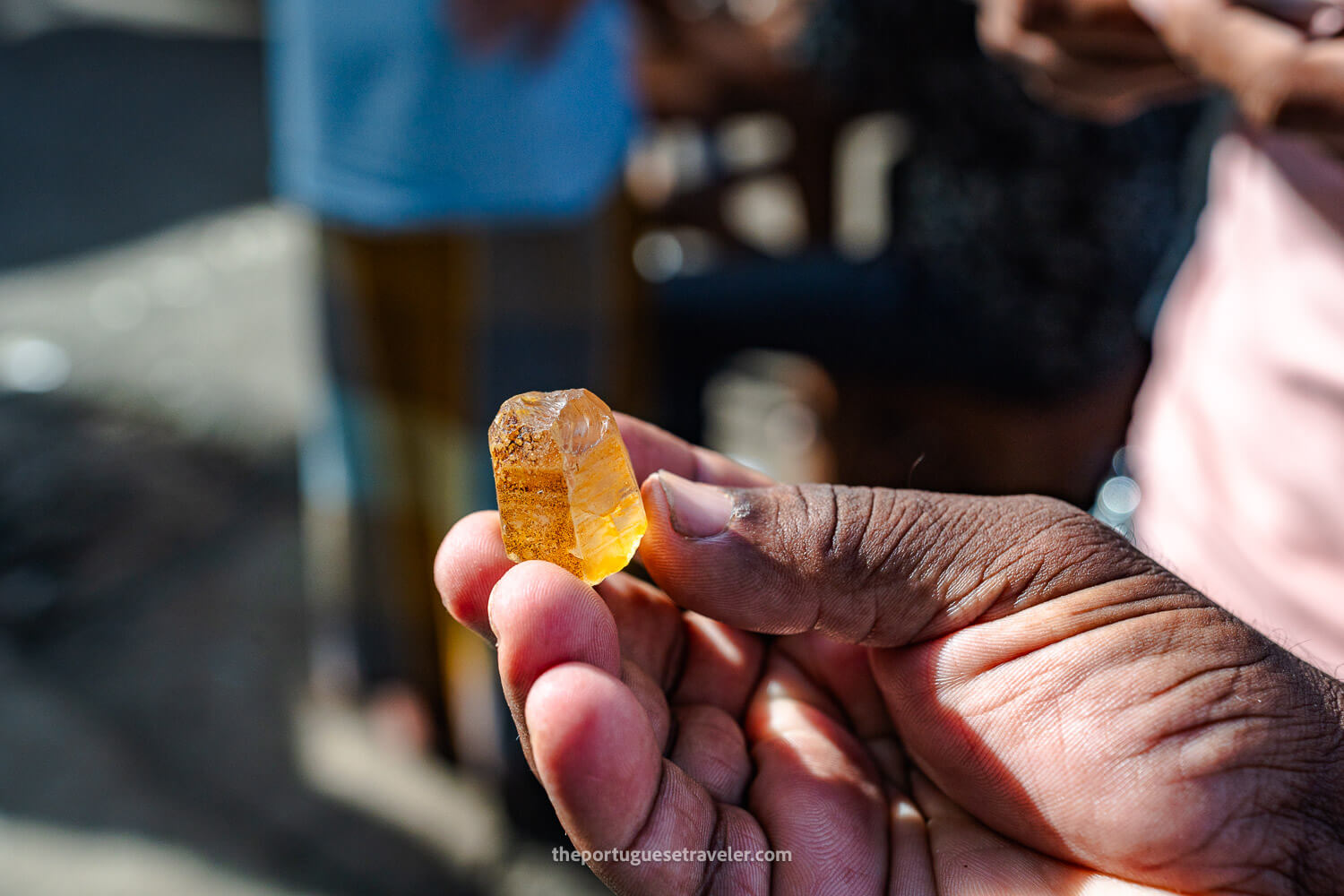 Another vendor's gem in the Ratnapura Gem Market