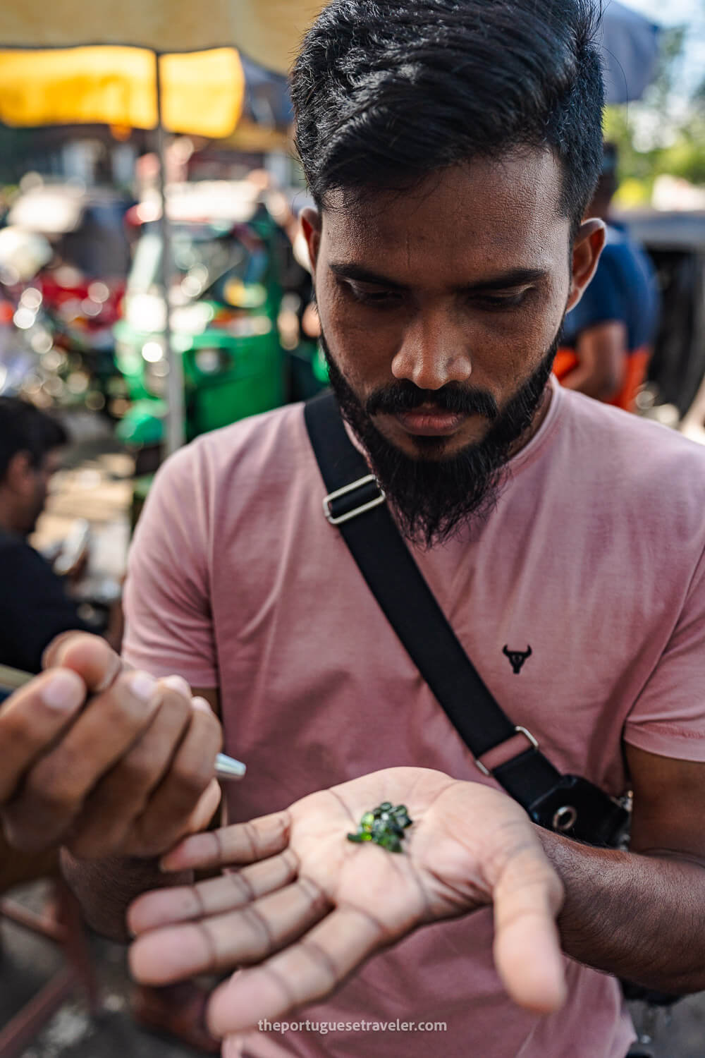 A gem vendor at the market in Ratnapura