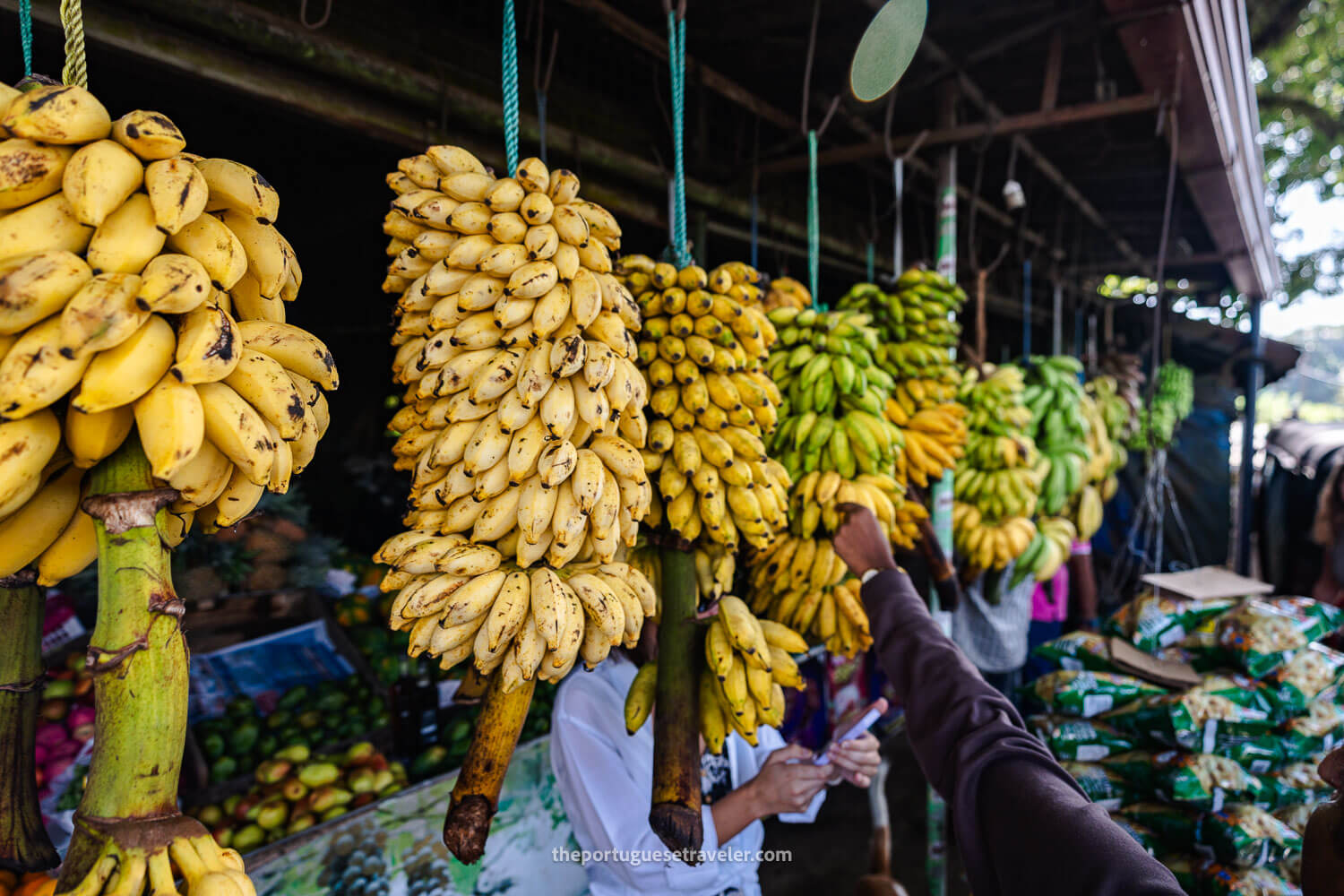 The banana markets we passed by on our way to the waterfalls