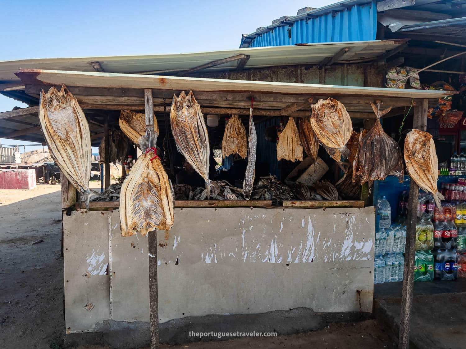 Kirinda Beach's dry fish stands