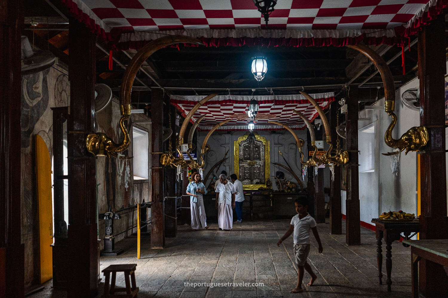 The interior of the main Maha Saman Dewalaya Temple in Ratnapura