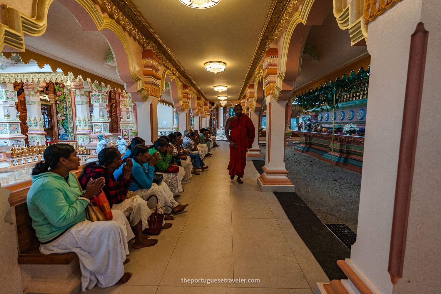 The devotees praying at the Bodhi Tree