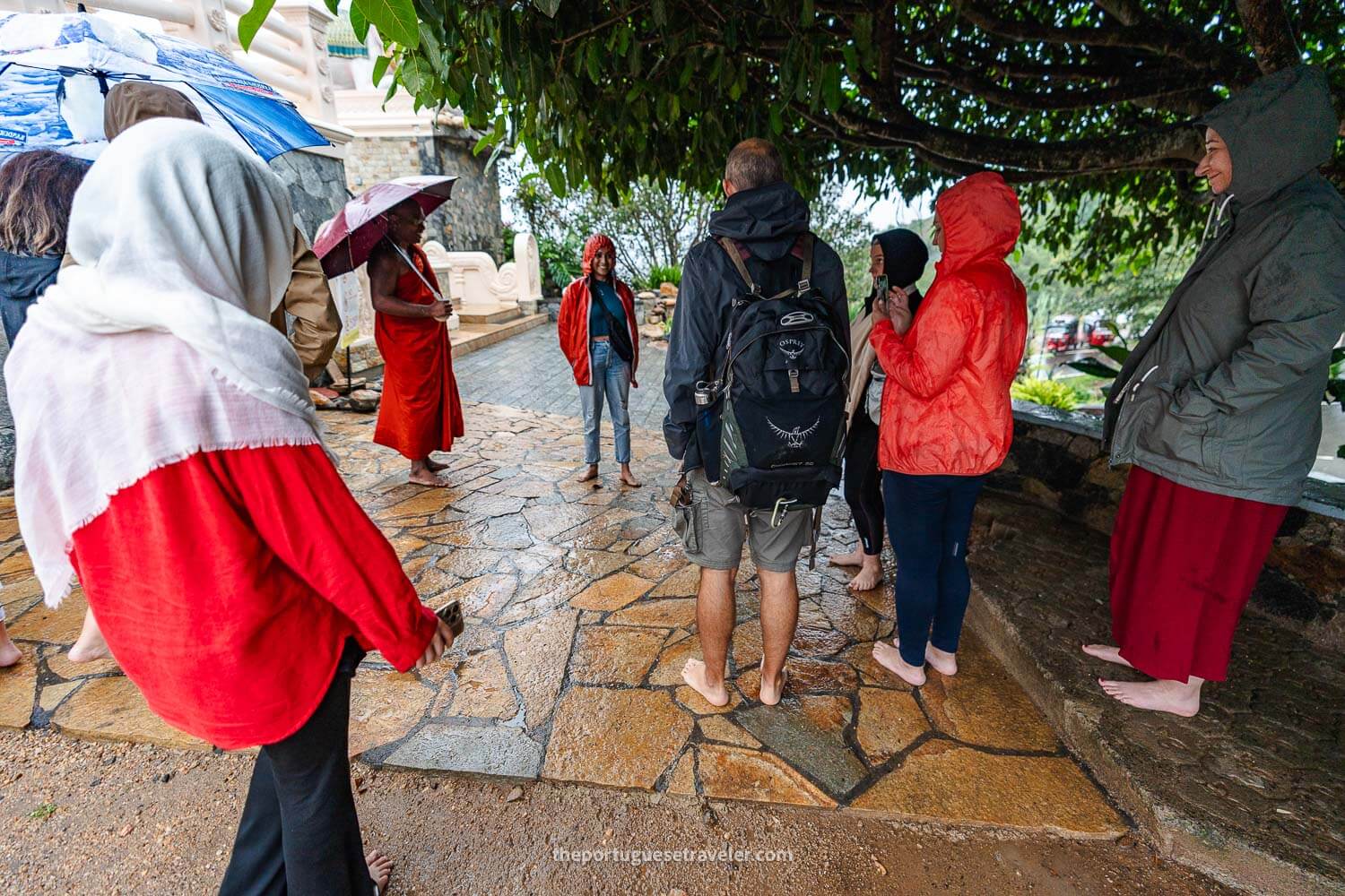 Barefoot ready to go up to the temple