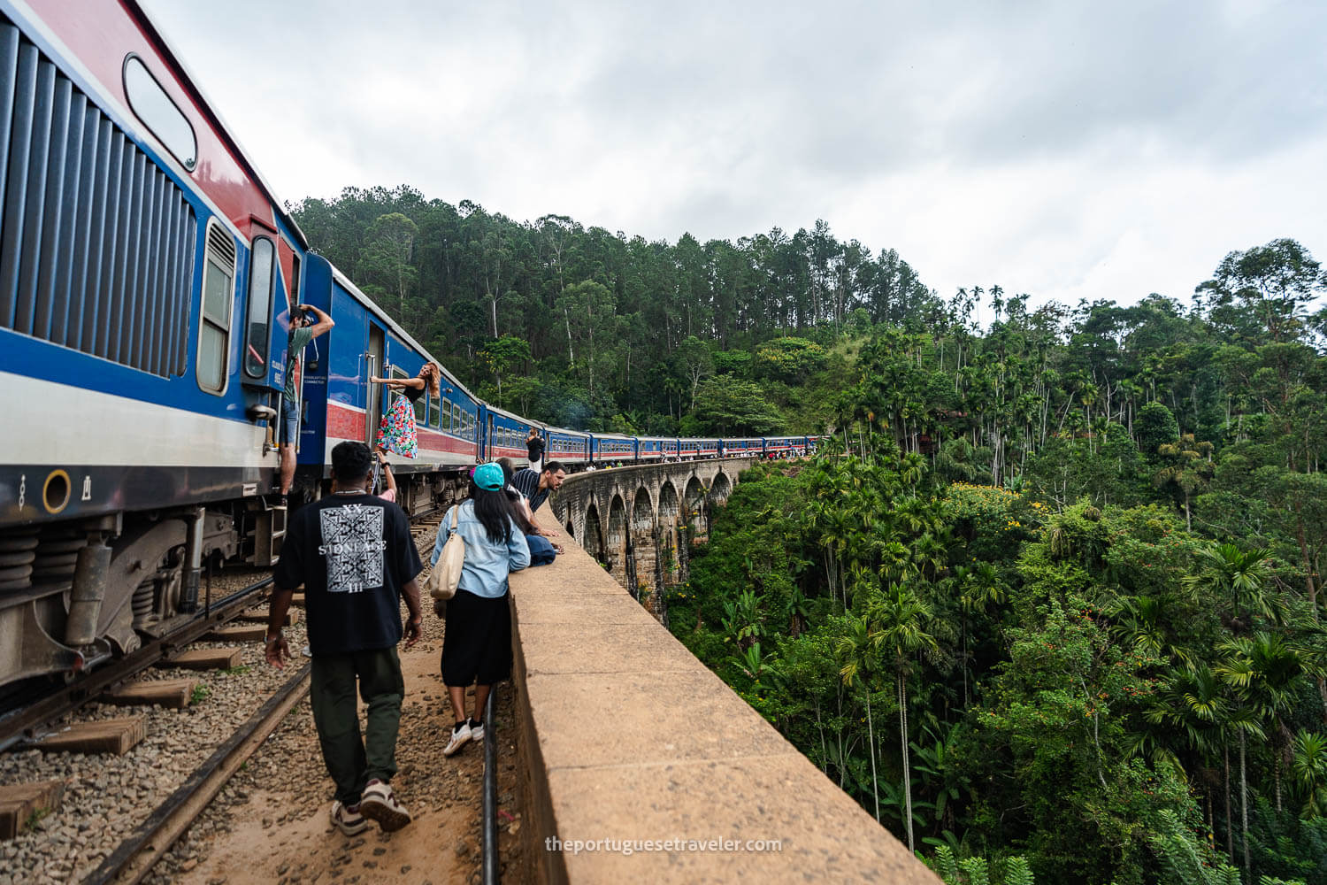 The amount of people taking photos at the stopped train