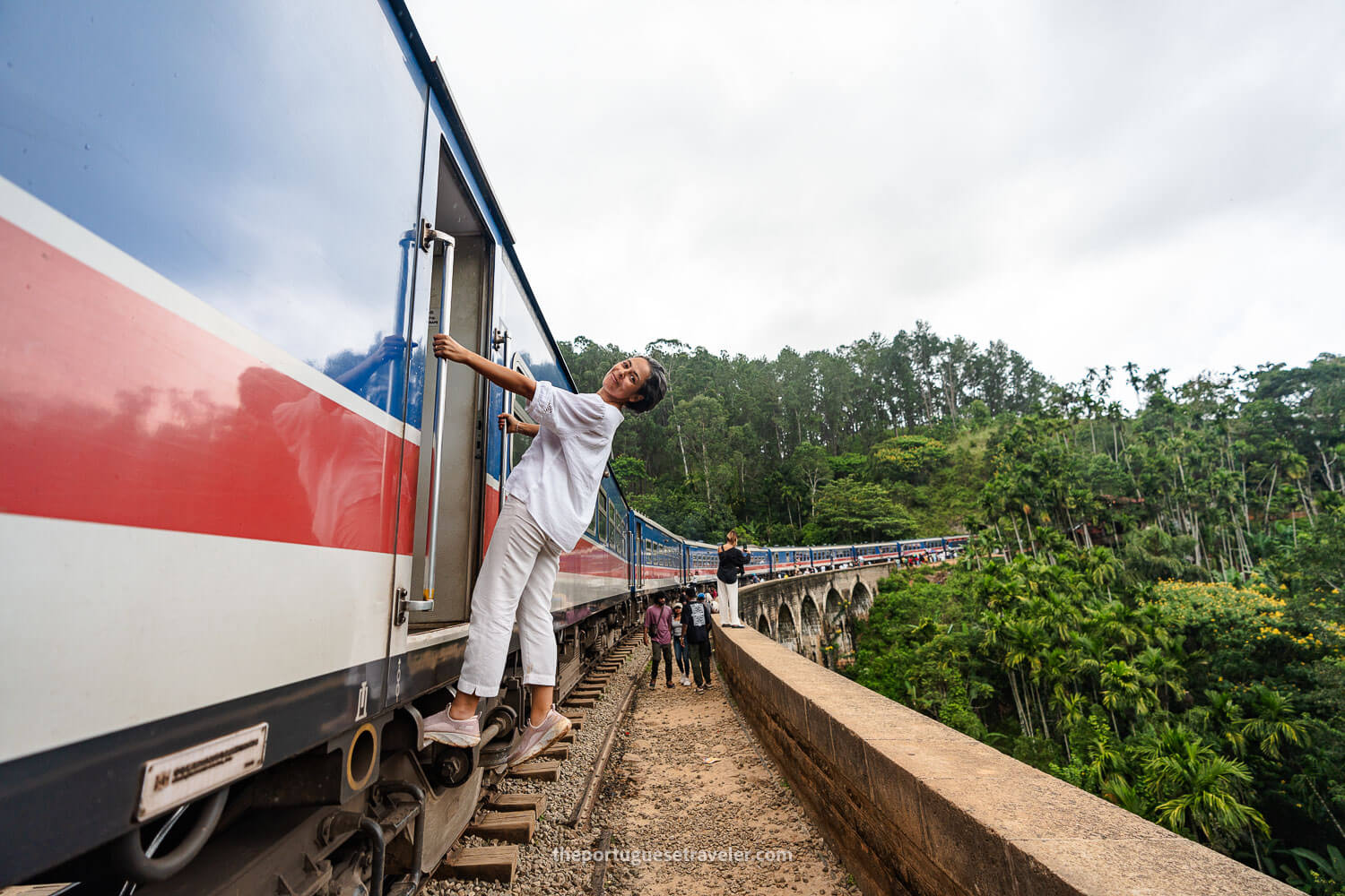 Ruthia at the Nine Arches Bridge train