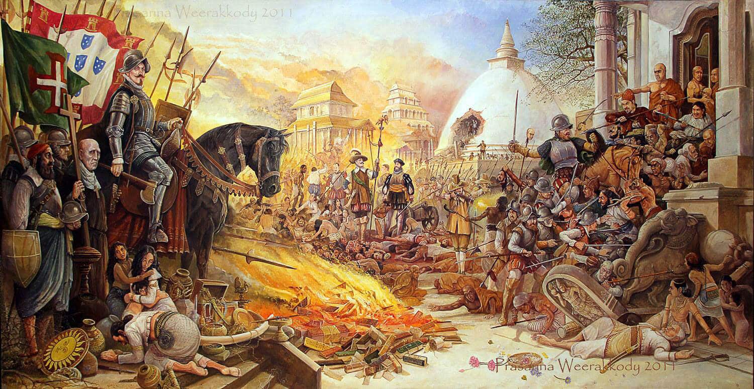 Destruction of Kelaniya Rajamaha Viharaya by Portuguese - The Portuguese in Sri Lanka