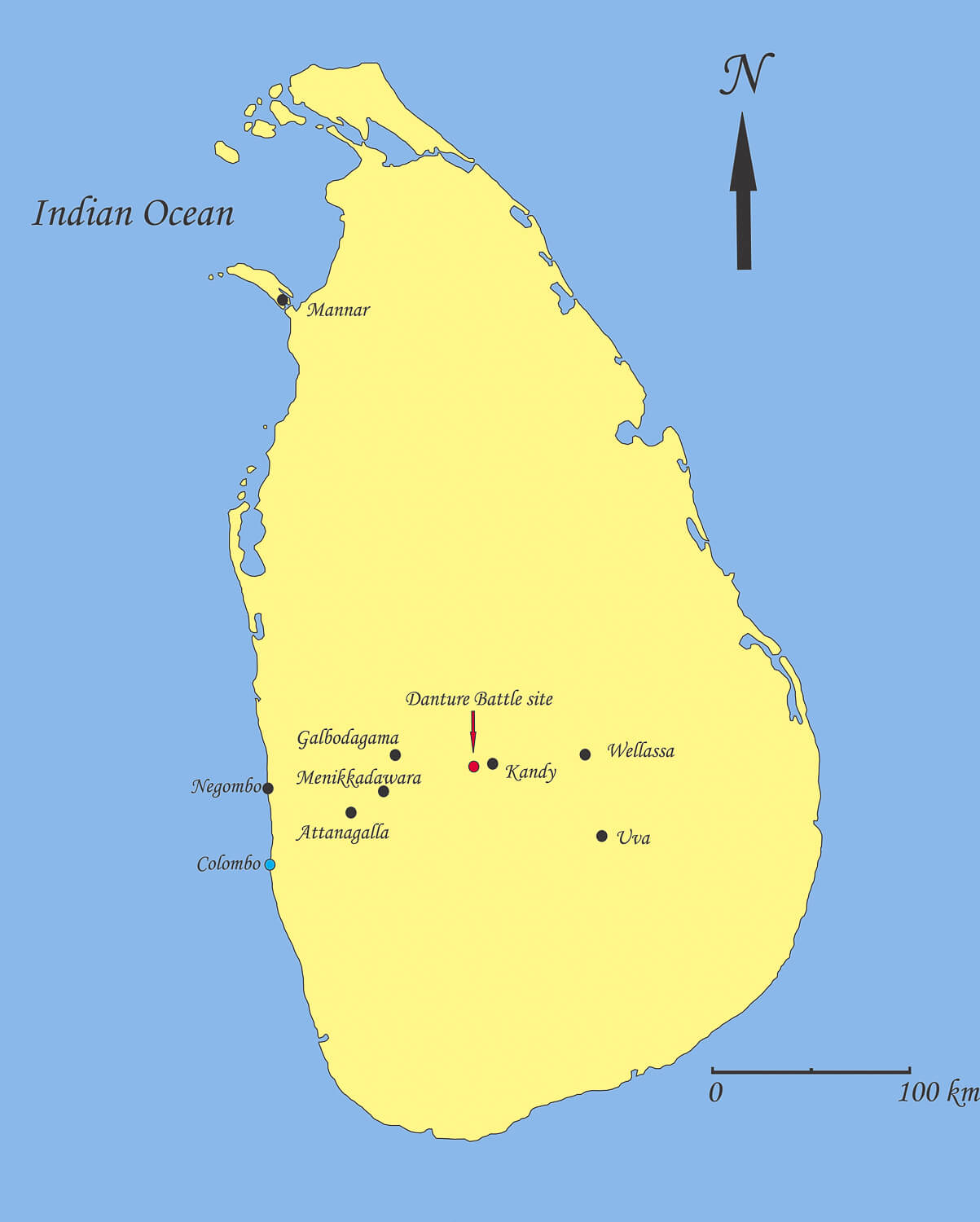 Key locations in the Campaign of Danture, 1594 - The Portuguese in Sri Lanka