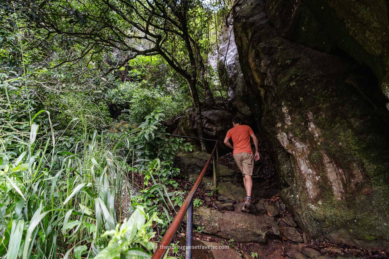 Tiago on different sections of the climb