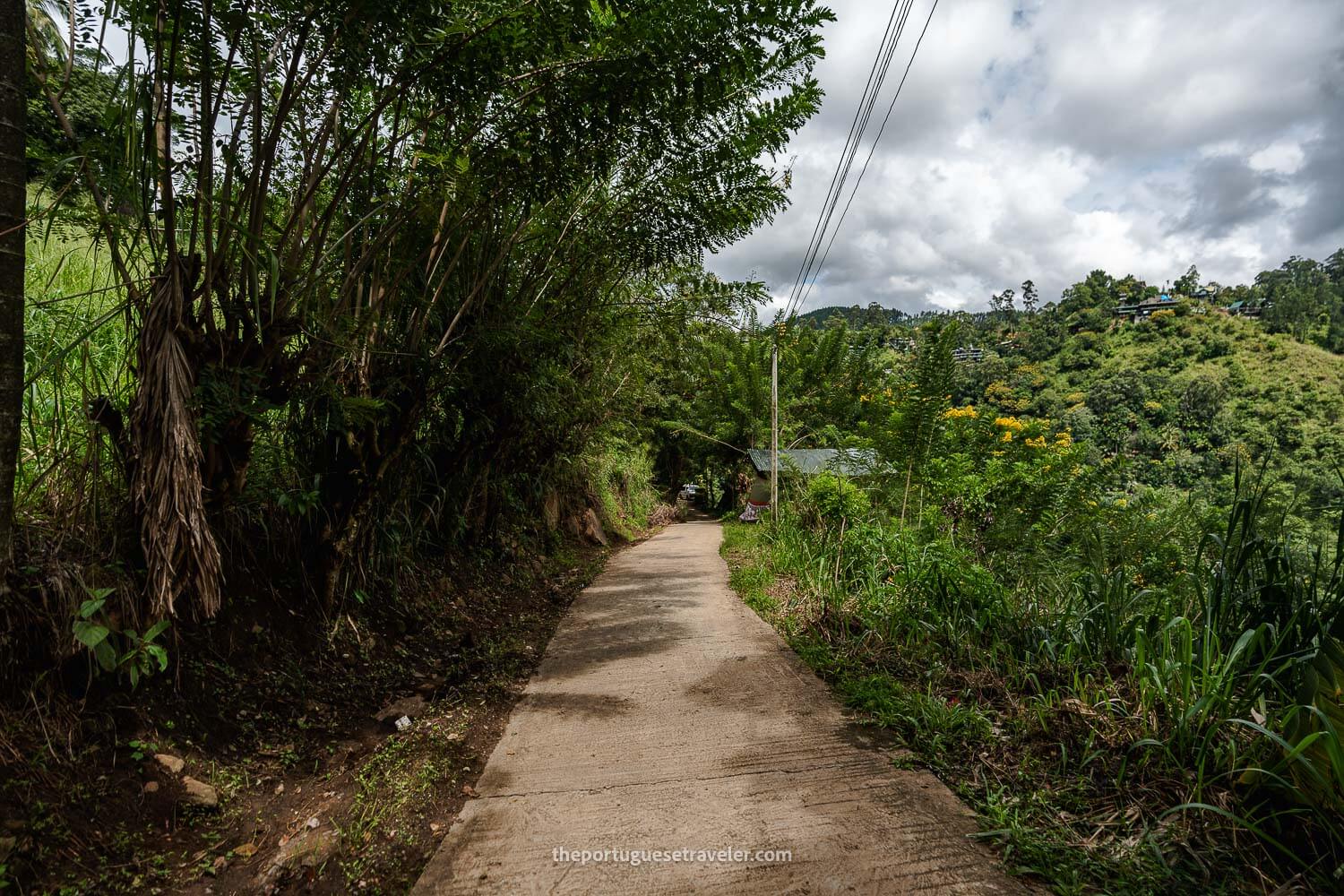 The cement road on the way down from the Ravana's Cave