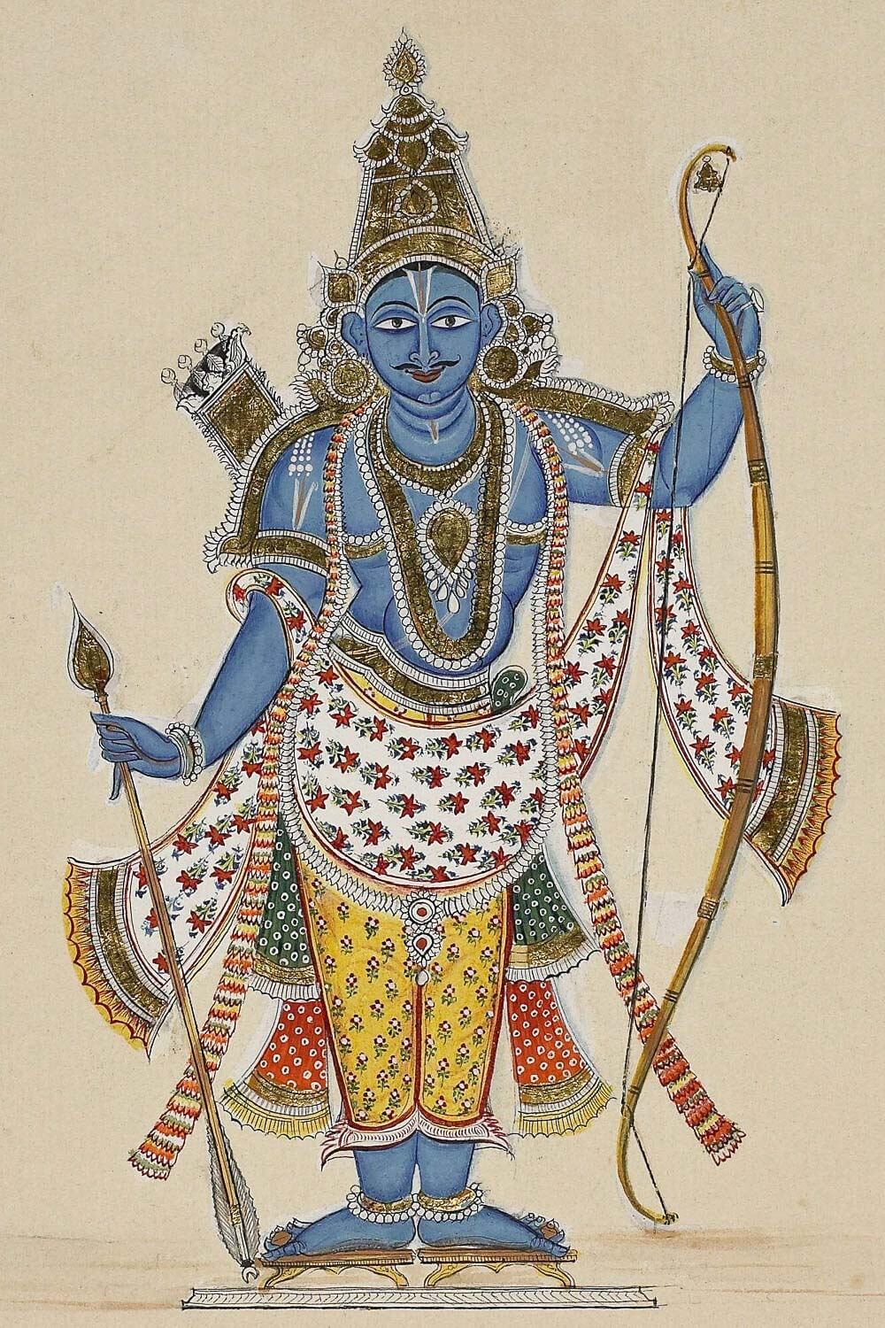 Rama holding arrows, early 19th century depiction