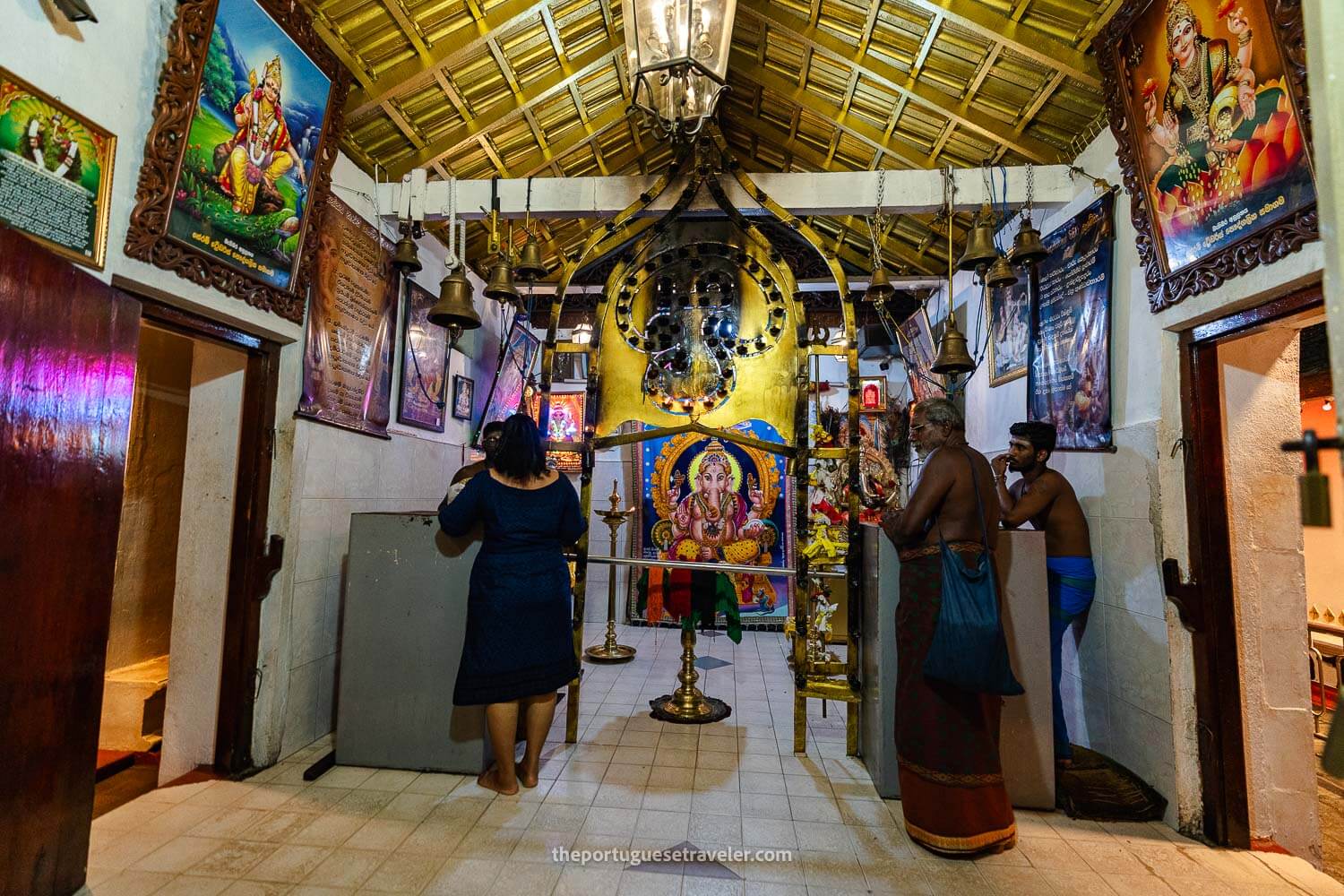 The interior of a Hindu temple in Kataragama