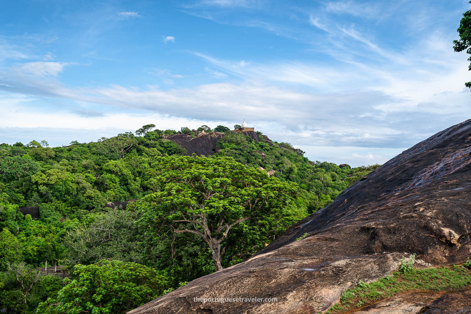 The following rock formation with a temple on its peak