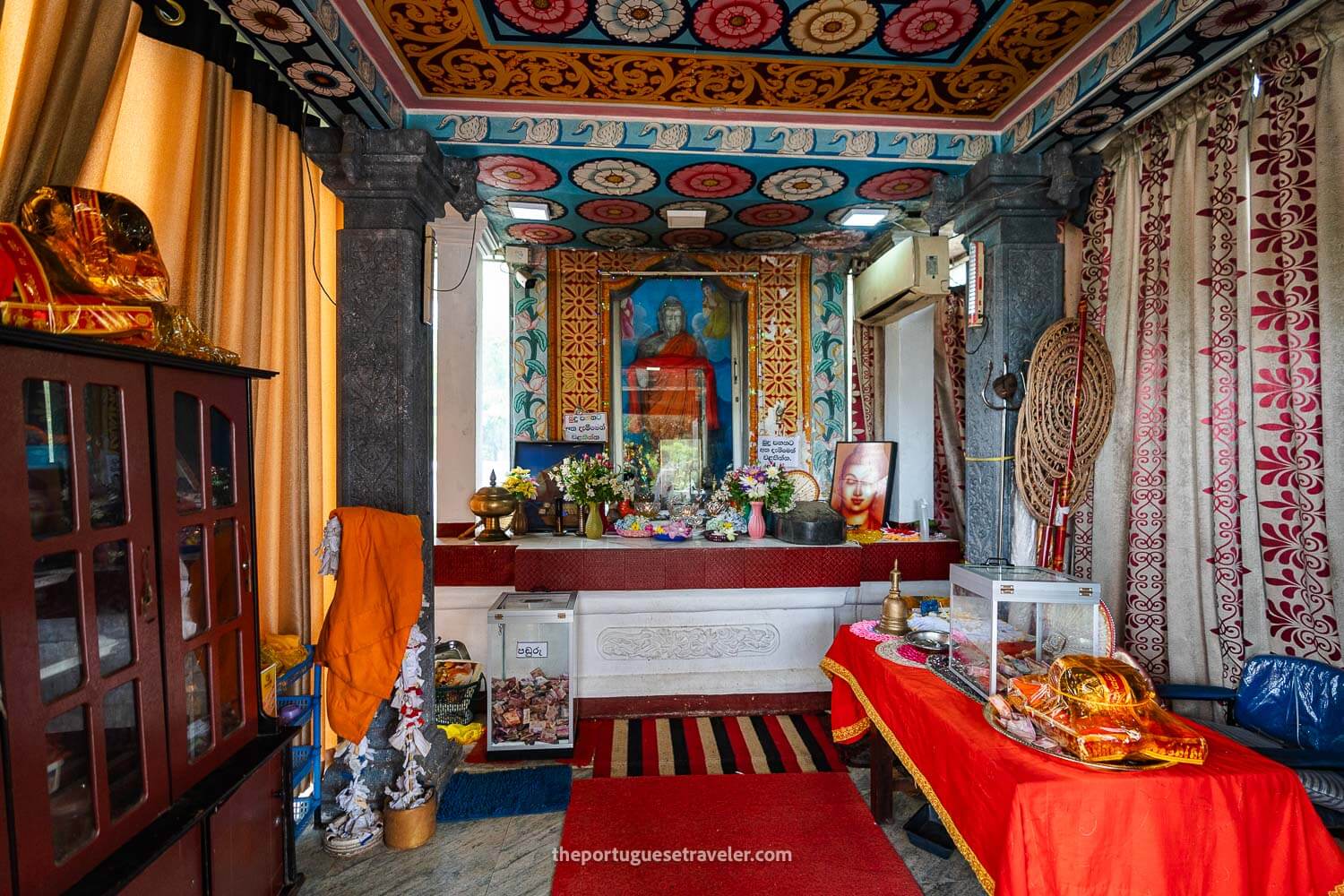The interior of a shrine at the Tissamaharama Raja Maha Vihara Temple