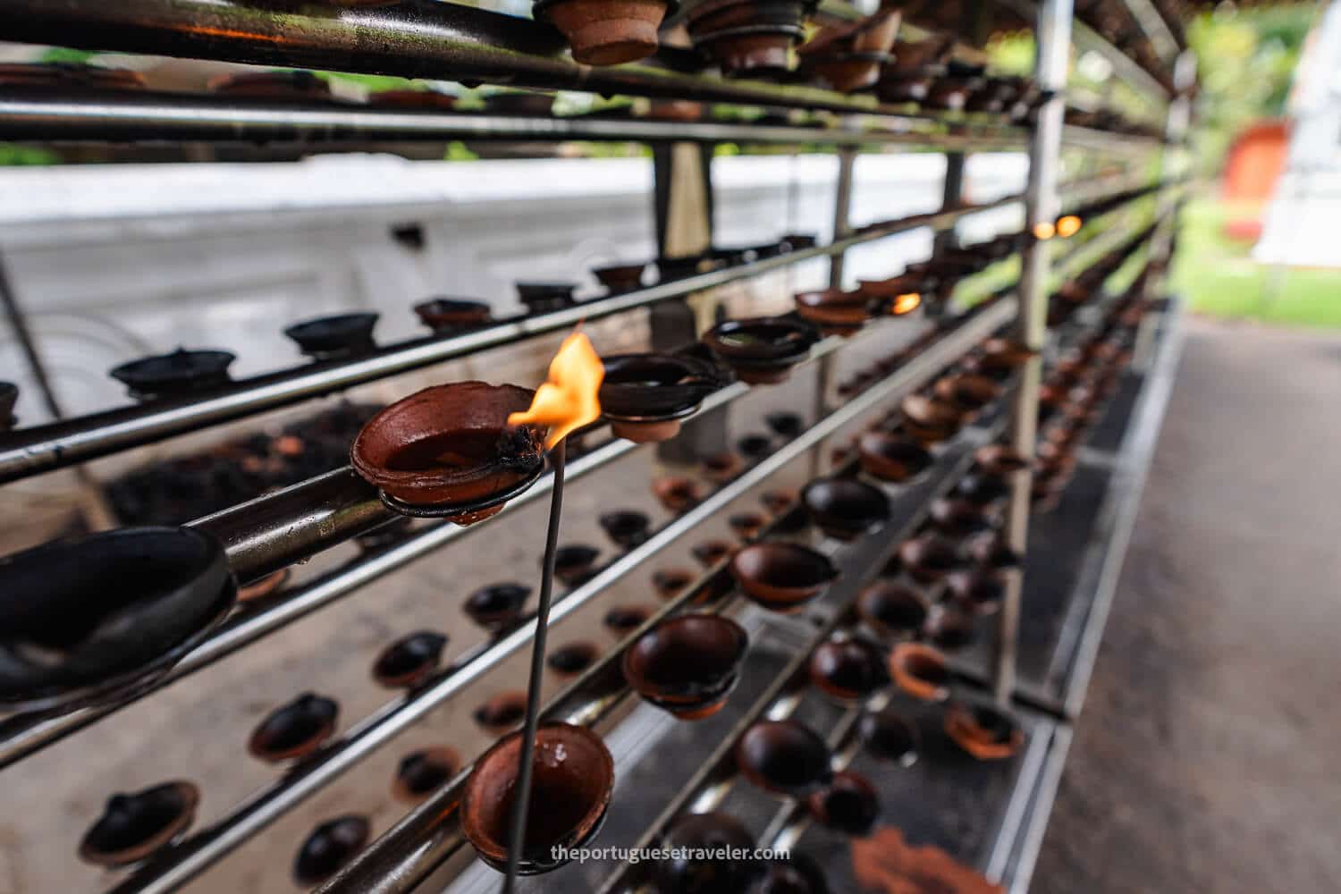 Incense praying area inside the Tissamaharama Raja Maha Vihara temple in Sri Lanka