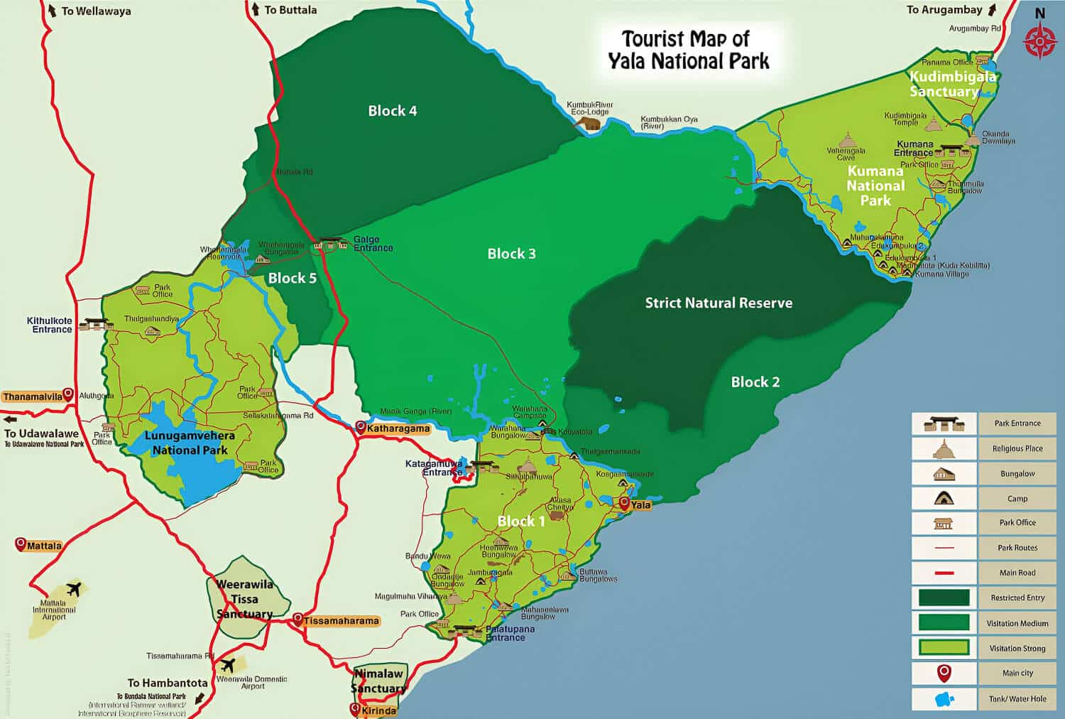 The Yala National Park's Tourist Map