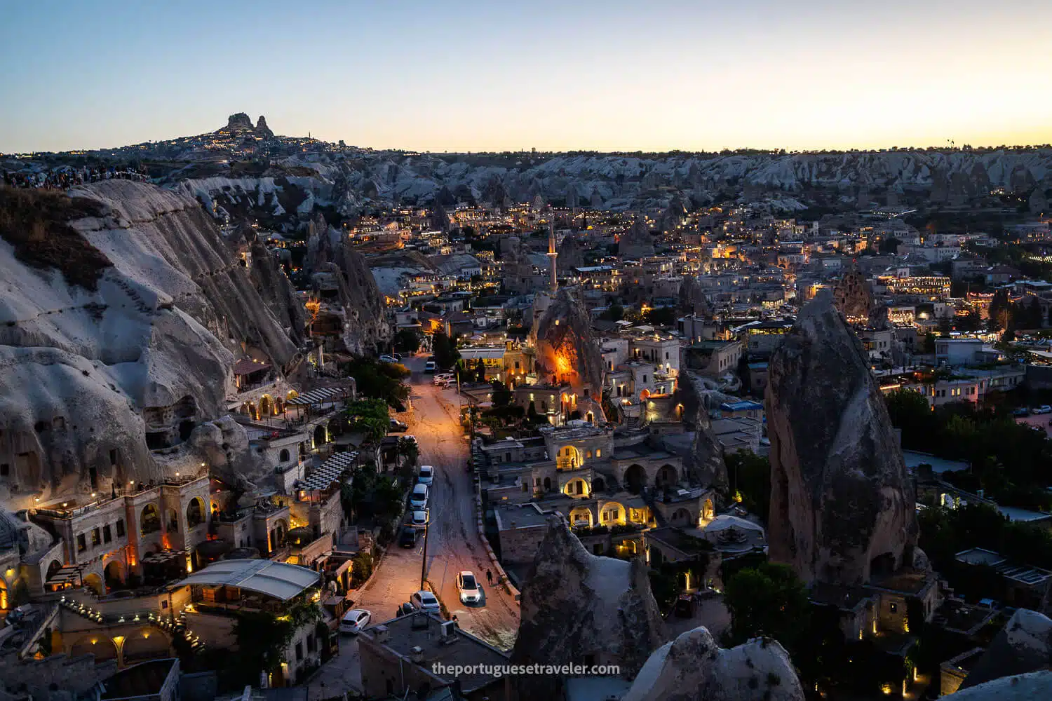 Göreme at night seen from the Lover's Hill viewpoint
