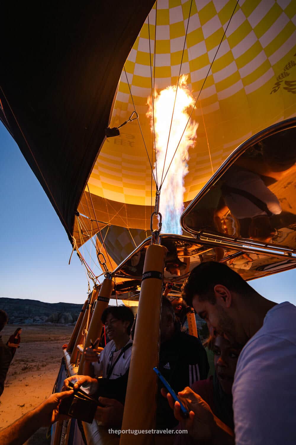 The burst of fire slowly lifting our balloon