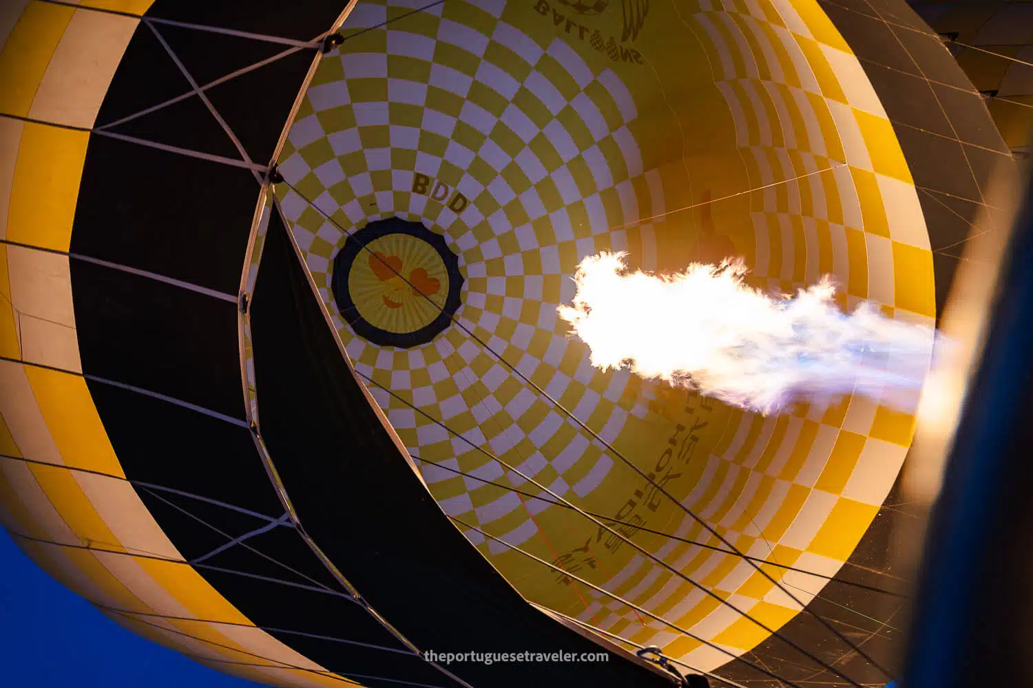 The burst of fire slowly lifting our balloon